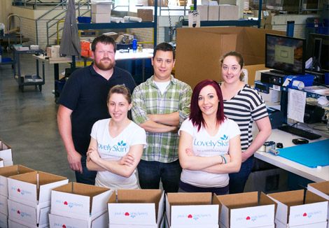 LovelySkin distribution center team members.